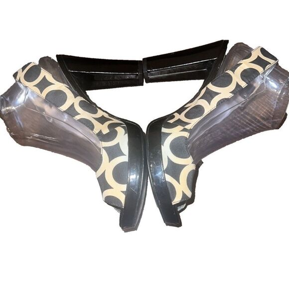 MARC FISHER Slingback Peep Toe Pumps Shoes Abstract Fabric 9M - Picture 4 of 6